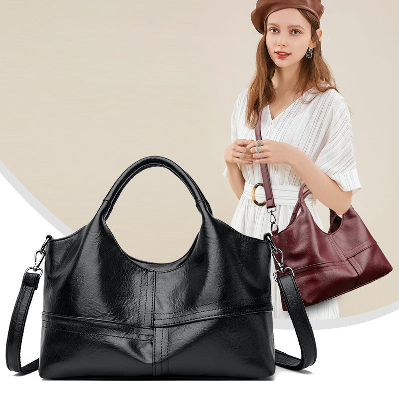 Soft Leather Handbag Women's Lightweight Large Capacity Crossbody Bag