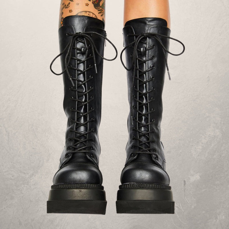 Ladies Punk Platform Wedge Heel Goth Emo Boots