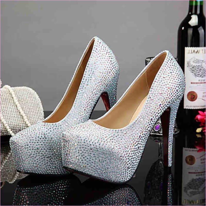 14cm Super High Heel Crystal Embellished Ladies Pumps - Pleasures and Sins