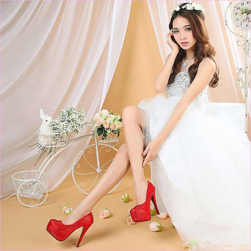14cm Super High Heel Crystal Embellished Ladies Pumps - Pleasures and Sins