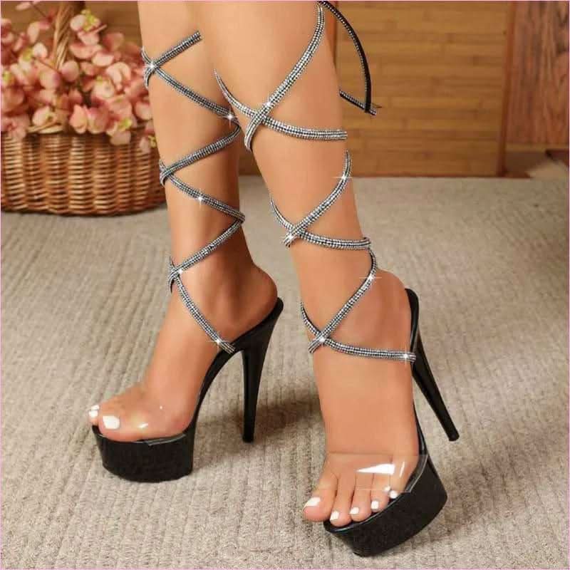 15cm Platform Heel Open Toe Shoes for Pole Dancing Prowess - Pleasures and Sins