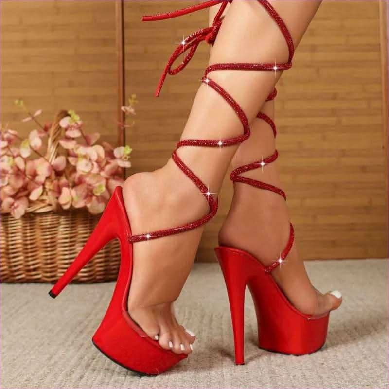 15cm Platform Heel Open Toe Shoes for Pole Dancing Prowess - Pleasures and Sins