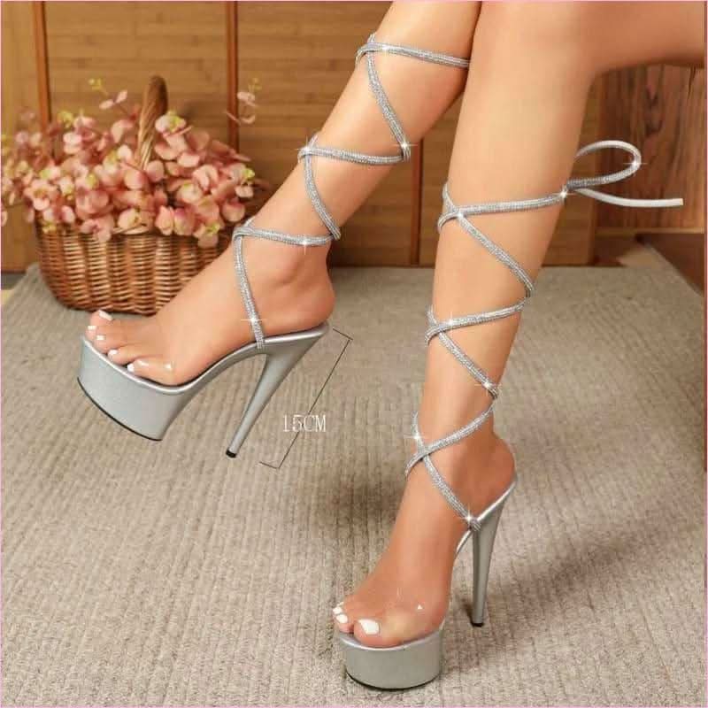 15cm Platform Heel Open Toe Shoes for Pole Dancing Prowess - Pleasures and Sins