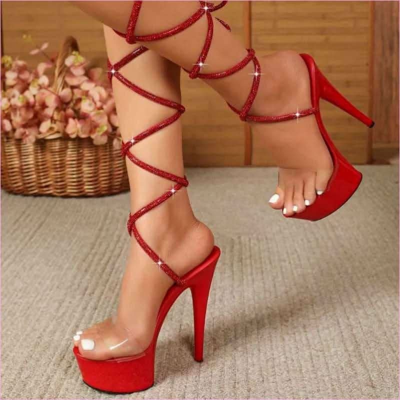 15cm Platform Heel Open Toe Shoes for Pole Dancing Prowess - Pleasures and Sins