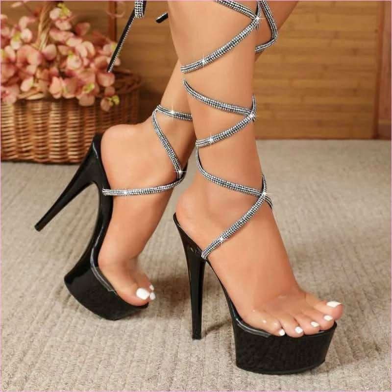 15cm Platform Heel Open Toe Shoes for Pole Dancing Prowess - Pleasures and Sins