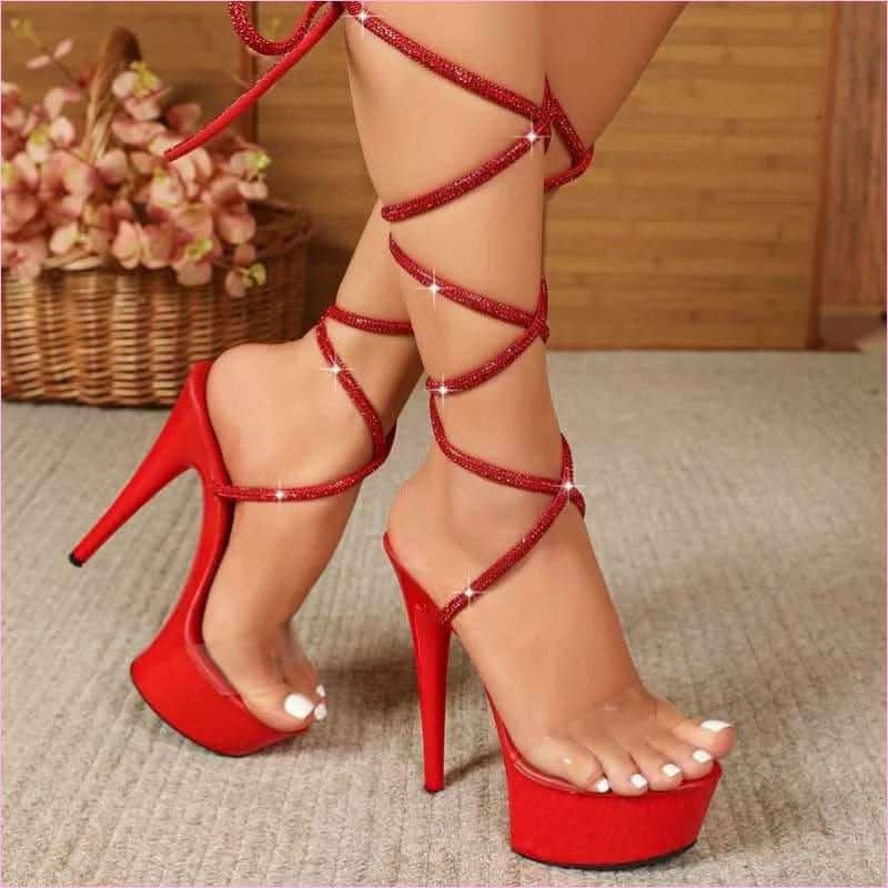 15cm Platform Heel Open Toe Shoes for Pole Dancing Prowess - Pleasures and Sins