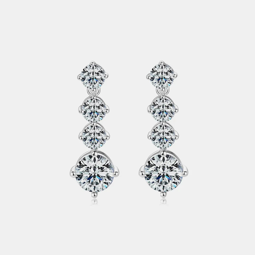 Luxury Moissanite 925 Sterling Silver Drop Earrings With 4 Moissanite Stones Earrings Pleasures and Sins