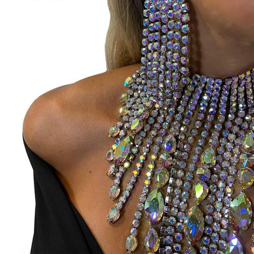 Drag Queen Stage Show Rhinestone Exaggerated Tassel Jewellery Set