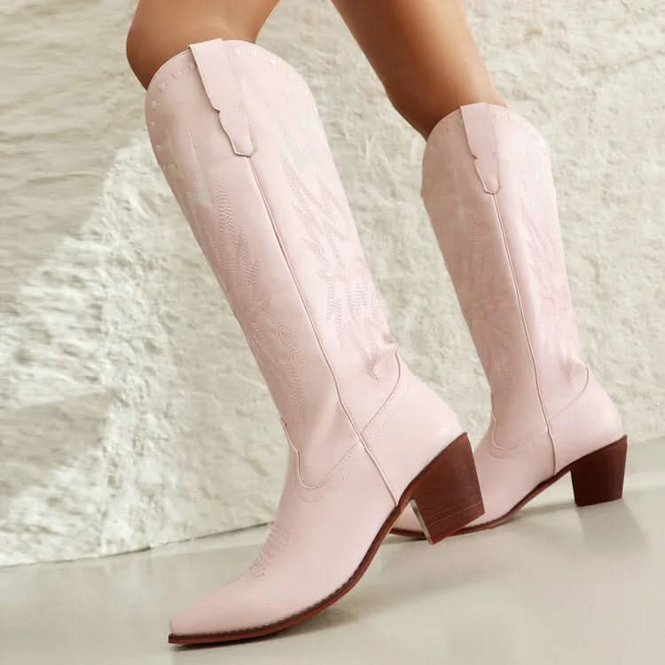 Lightning Bolt Embroidered Knee-high Unisex Plus Size Western Boots Boots Pleasures and Sins