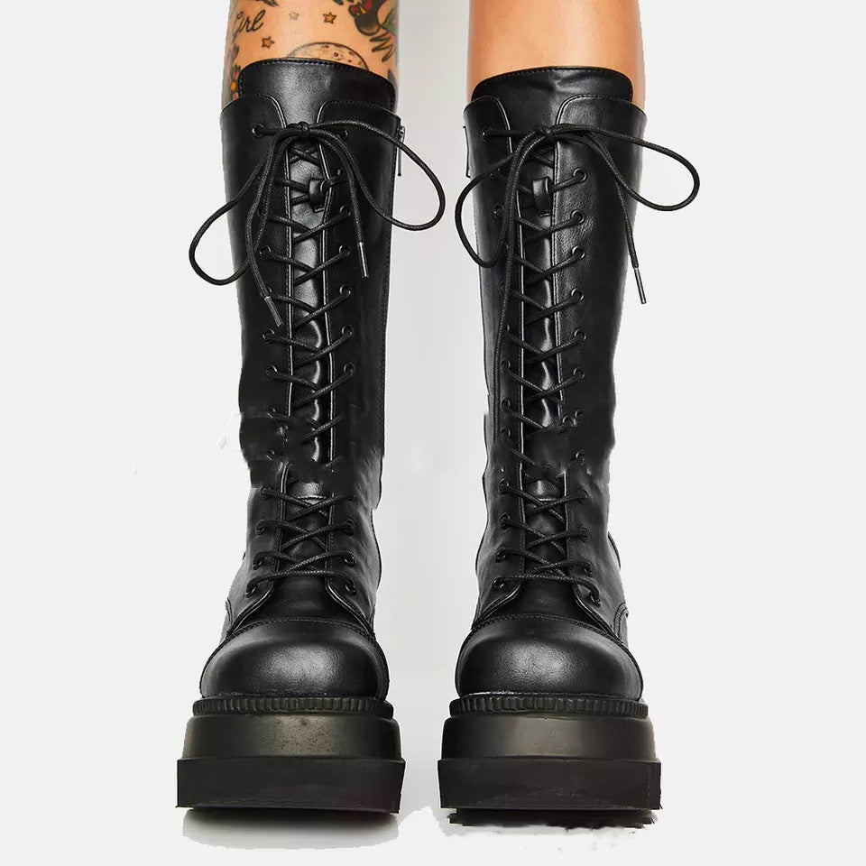 Ladies Punk Platform Wedge Heel Goth Emo Boots