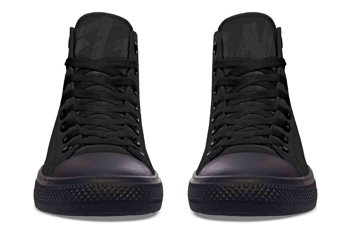 Strong As Fuck High-Top Canvas Sneakers - Bold Digitally Printed Design for Unisex Style Shoes Pleasures and Sins