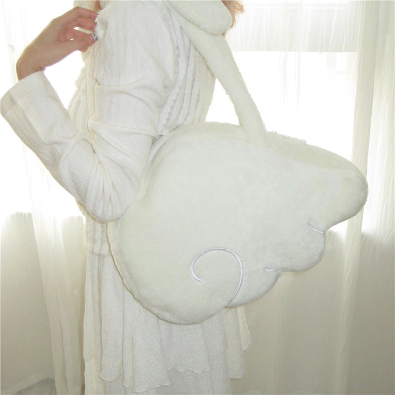 Furry Snow Angel Wings Style Bag Portable Shoulder Angel Wings Plush Bag