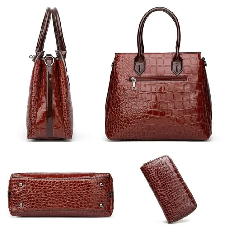 Crocodile Pattern Patent Handbag and Purse Set Large-Capacity Bag Pleasures and Sins