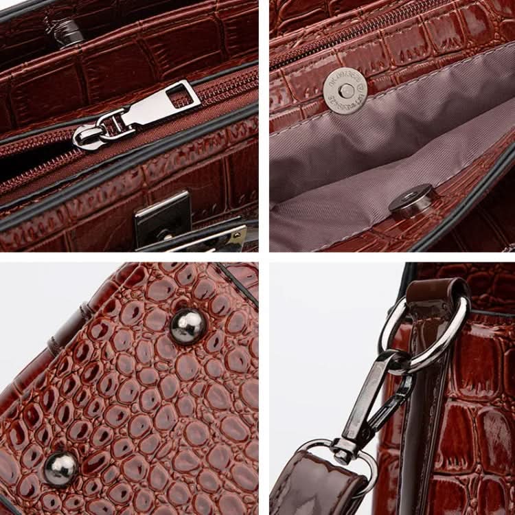 Crocodile Pattern Patent Handbag and Purse Set Large-Capacity Bag Pleasures and Sins