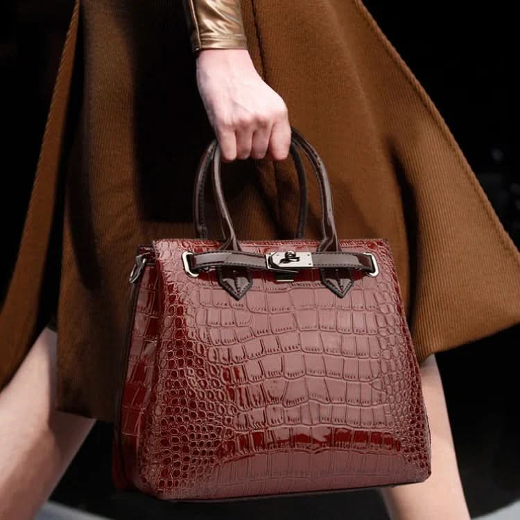 Crocodile Pattern Patent Handbag and Purse Set Large-Capacity Bag Pleasures and Sins