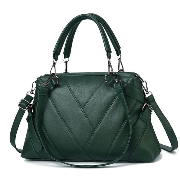 Ladies Geometric Colorblock Soft Faux Leather Handbag Bag Pleasures and Sins Green