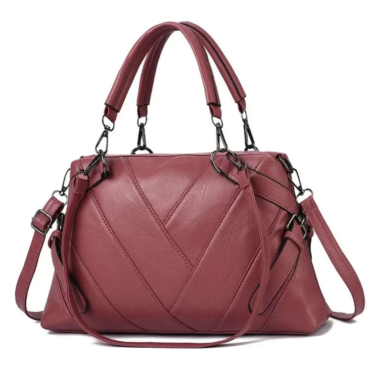 Ladies Geometric Colorblock Soft Faux Leather Handbag Bag Pleasures and Sins Rubber Pink
