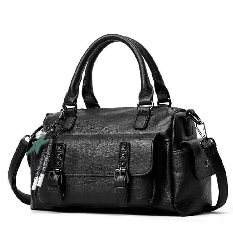 Pebbled Leather Multi-compartment Large Capacity Crossbody Handbag Bag Pleasures and Sins Black