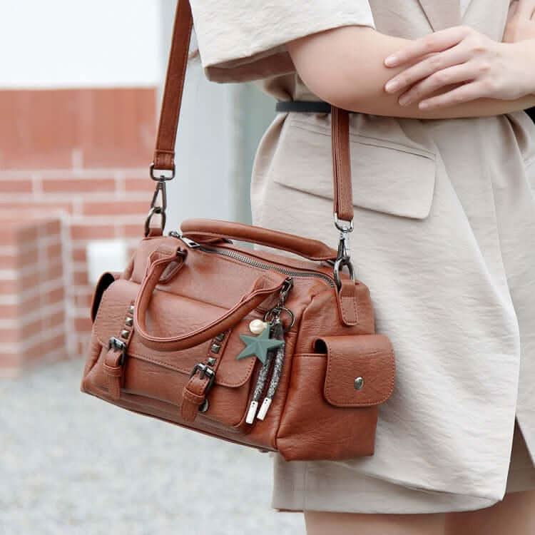 Pebbled Leather Multi-compartment Large Capacity Crossbody Handbag Bag Pleasures and Sins