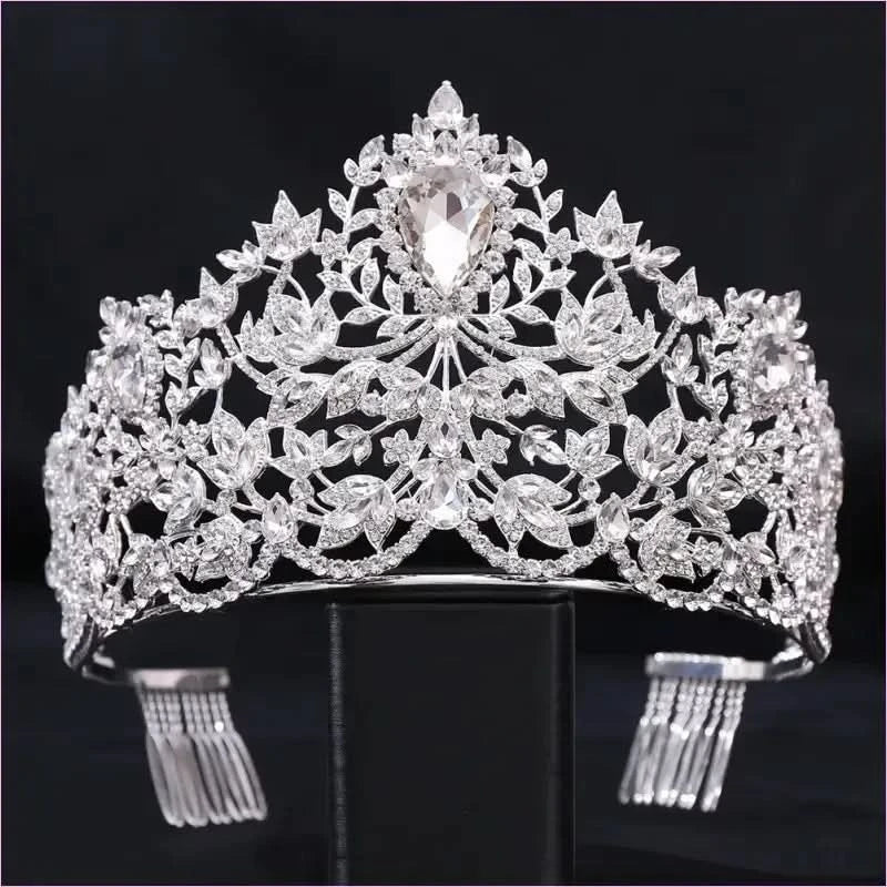 Baroque Style Large Rhinestone Wedding Crown for a Glamorous Look - Pleasures and Sins
