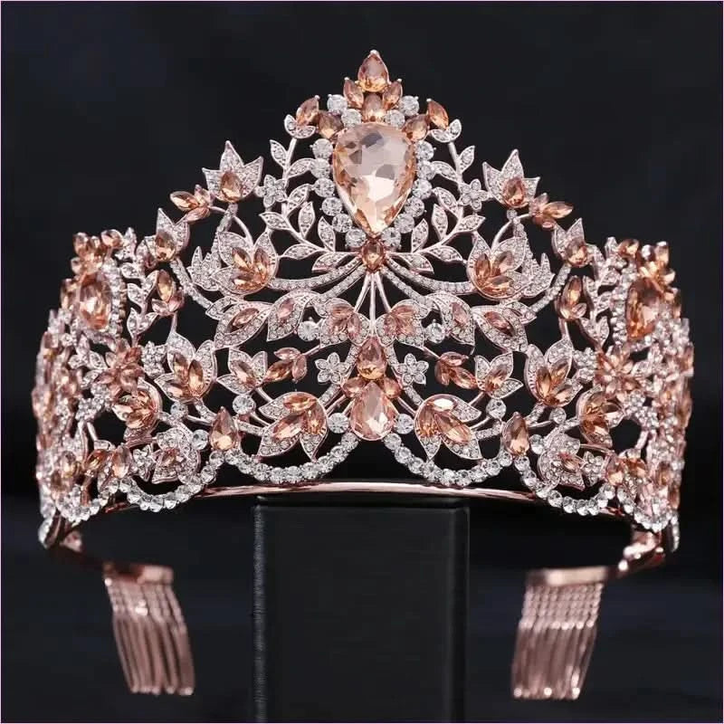 Baroque Style Large Rhinestone Wedding Crown for a Glamorous Look - Pleasures and Sins