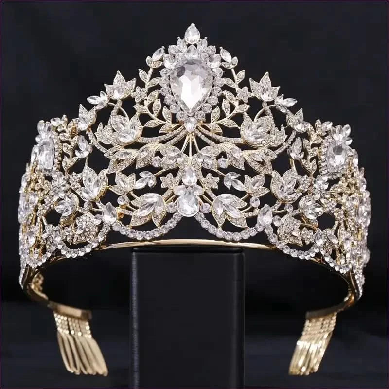 Baroque Style Large Rhinestone Wedding Crown for a Glamorous Look - Pleasures and Sins