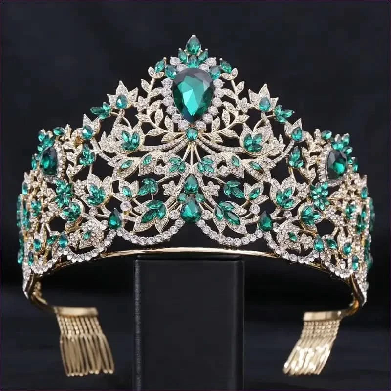 Baroque Style Large Rhinestone Wedding Crown for a Glamorous Look - Pleasures and Sins