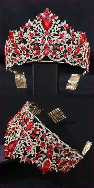 Baroque Style Large Rhinestone Wedding Crown for a Glamorous Look - Pleasures and Sins