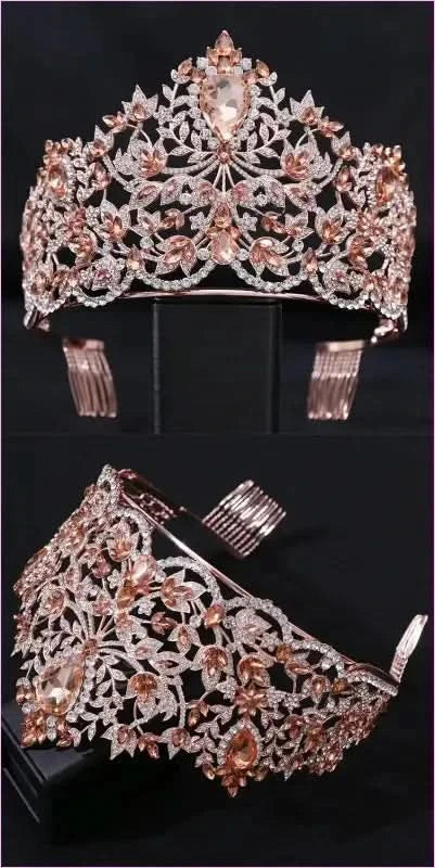 Baroque Style Large Rhinestone Wedding Crown for a Glamorous Look - Pleasures and Sins