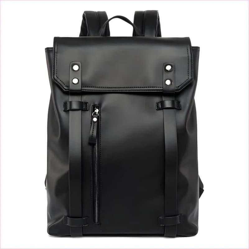 Black Faux Leather Mens Large Capacity Business Backpack - Pleasures and Sins