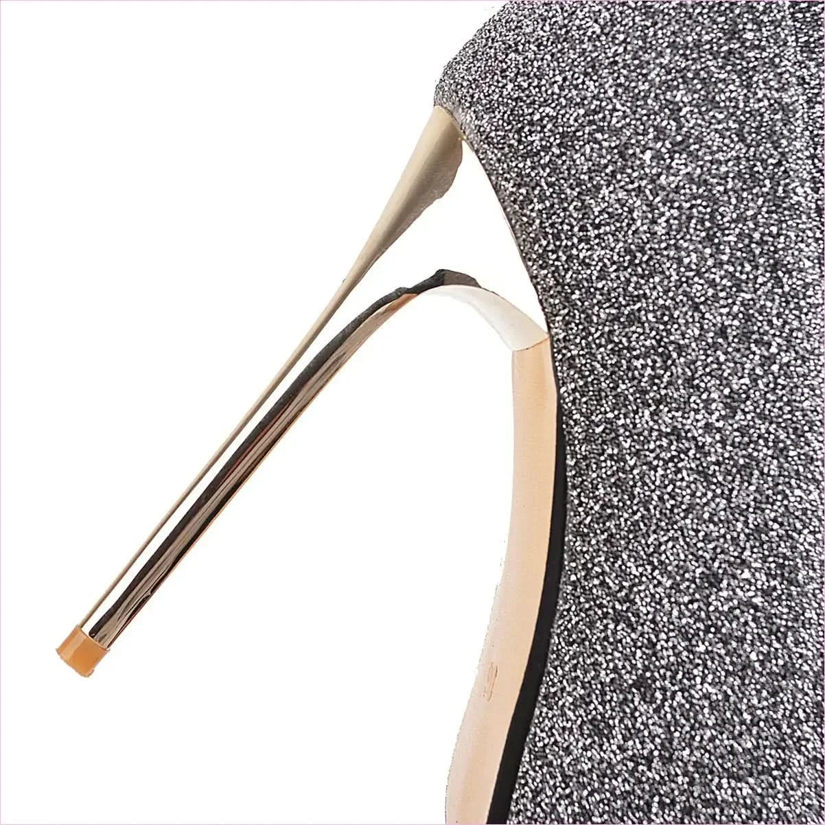 Black Pointed Toe Over-the-knee Unisex Boots with Gold Heels - Pleasures and Sins