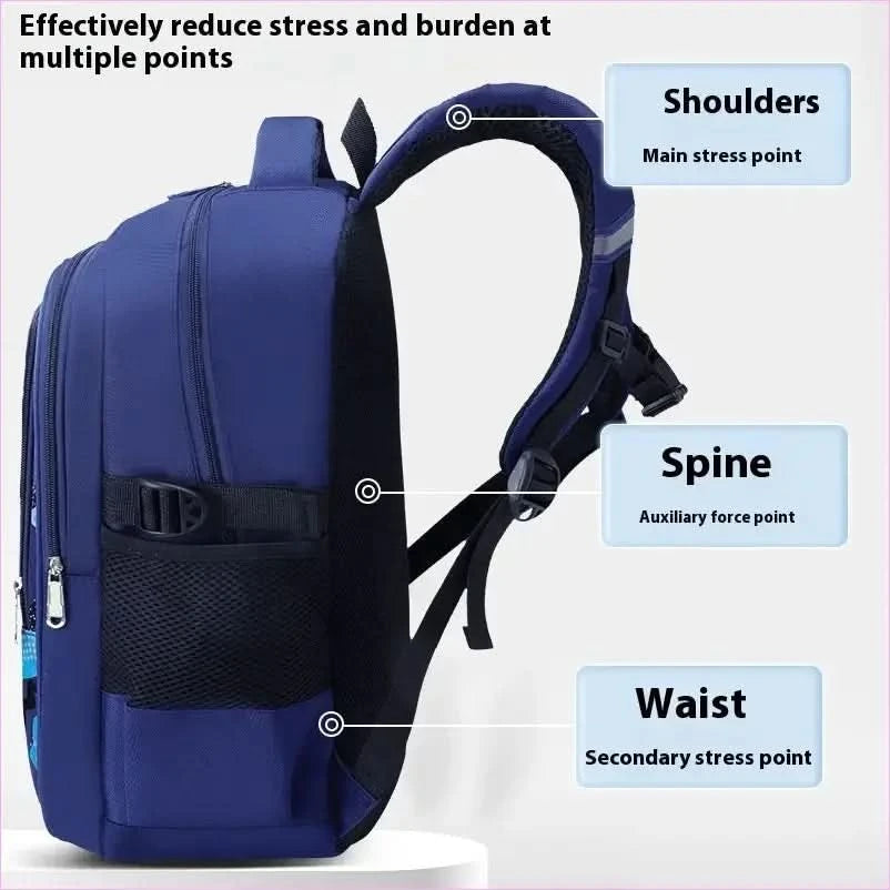 Breathable Light Negative Large Capacity Children’s Schoolbag in Blue and Black - Pleasures and Sins