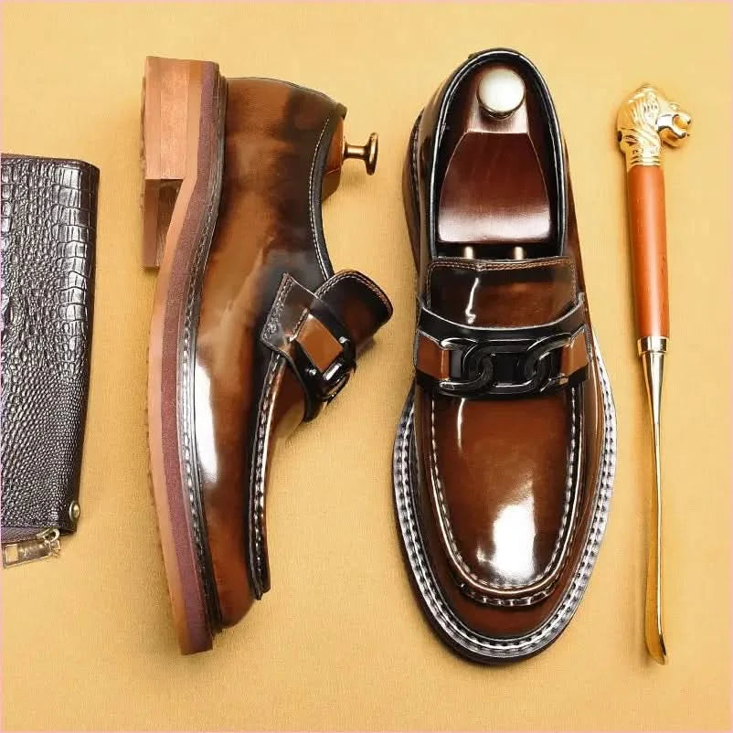 British-style Loafers with a Distinctive Buckle in Hand-carved Leather - Pleasures and Sins