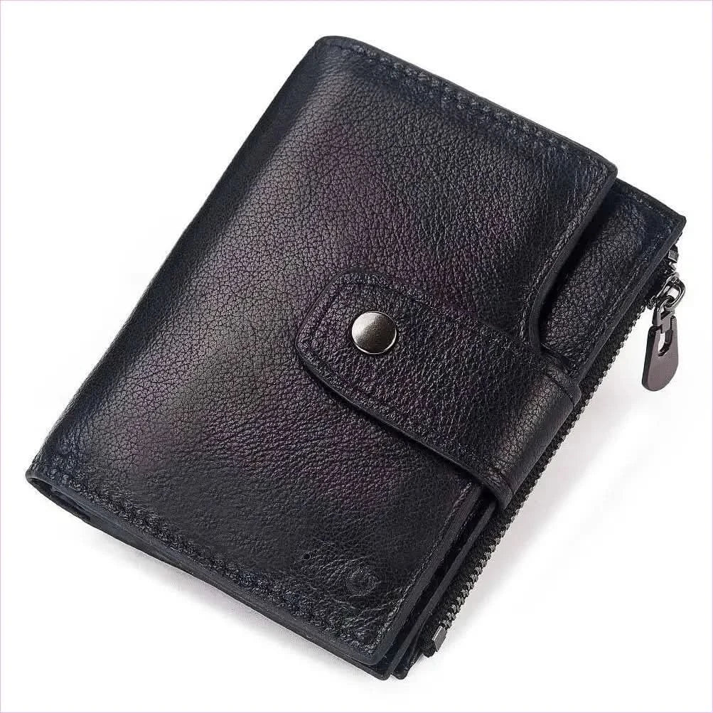 Brown Anti-loss Mens Leather Wallet with Rfid and Zip Compartment - Pleasures and Sins