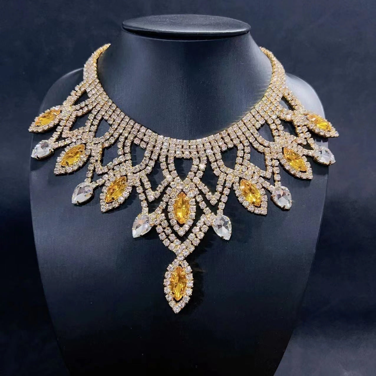 Exaggerated Rhinestone Necklace Personality Luxury Multi-layer Drag Queen Jewels