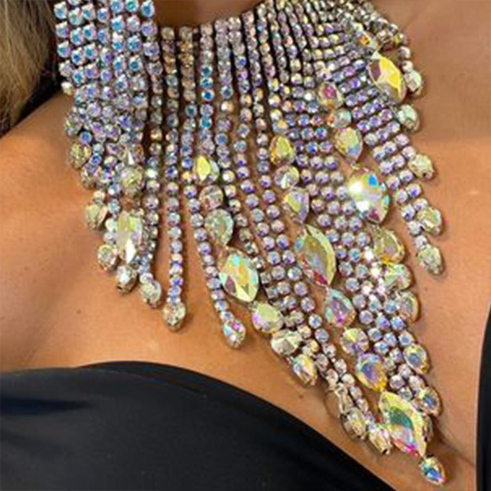 Drag Queen Stage Show Rhinestone Exaggerated Tassel Jewellery Set
