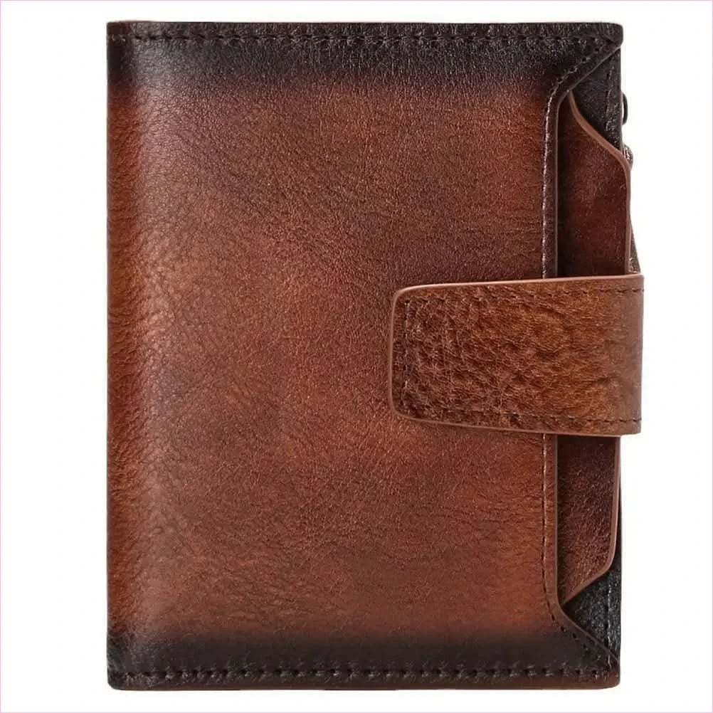 Casual Brown Genuine Leather Wallet for Men with Zipper Closure - Pleasures and Sins