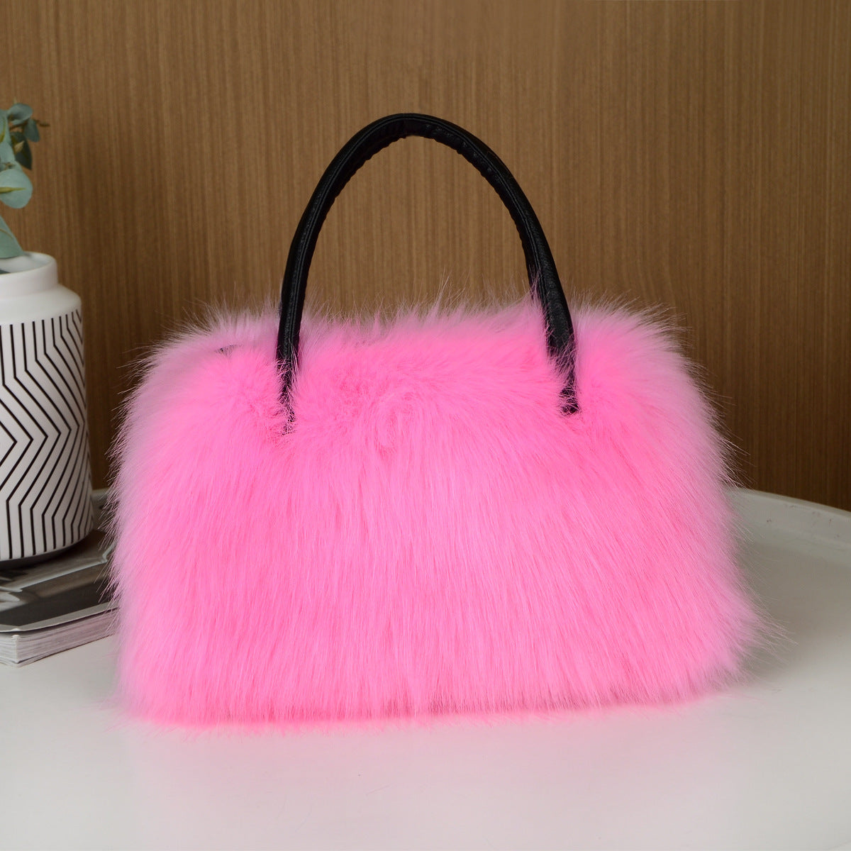High-end Square Plush Bag Fur Handbag Large Capacity