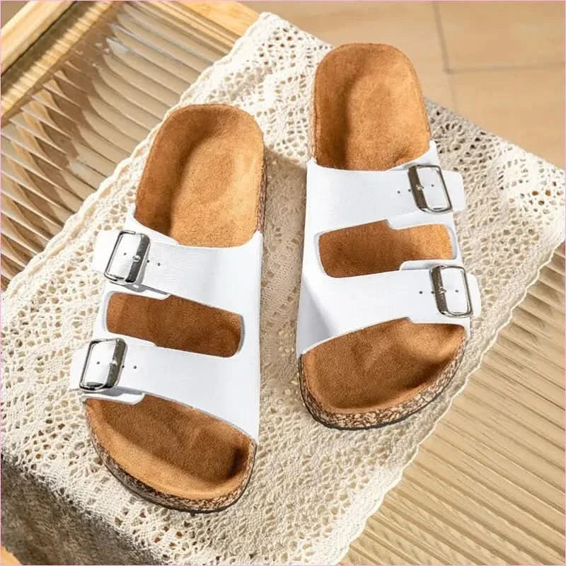 Classic Comfortable Summer Cork Sandals for Men in Black Leather - Pleasures and Sins