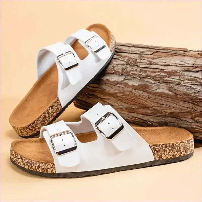 Classic Comfortable Summer Cork Sandals for Men in Black Leather - Pleasures and Sins