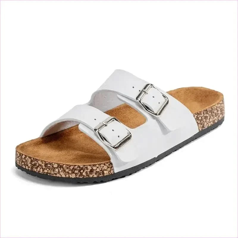 Classic Comfortable Summer Cork Sandals for Men in Black Leather - Pleasures and Sins