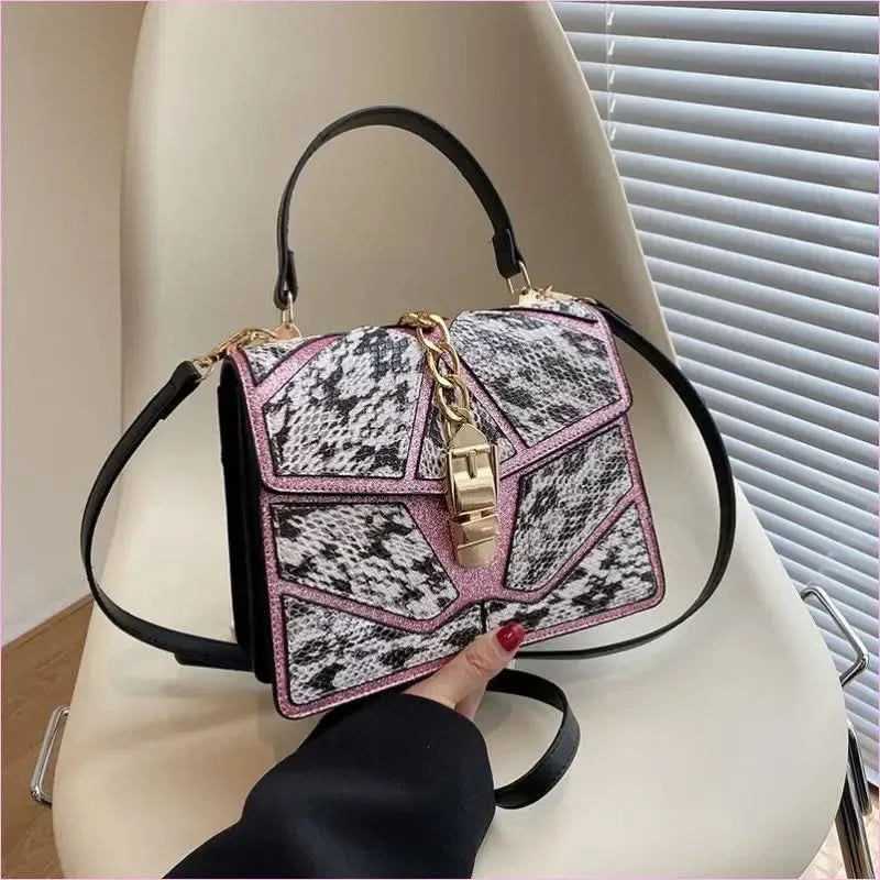 Color Block Hand-held Small Square Bag with Gold Hardware - Pleasures and Sins