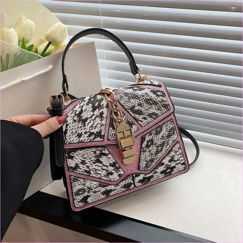 Color Block Hand-held Small Square Bag with Gold Hardware - Pleasures and Sins