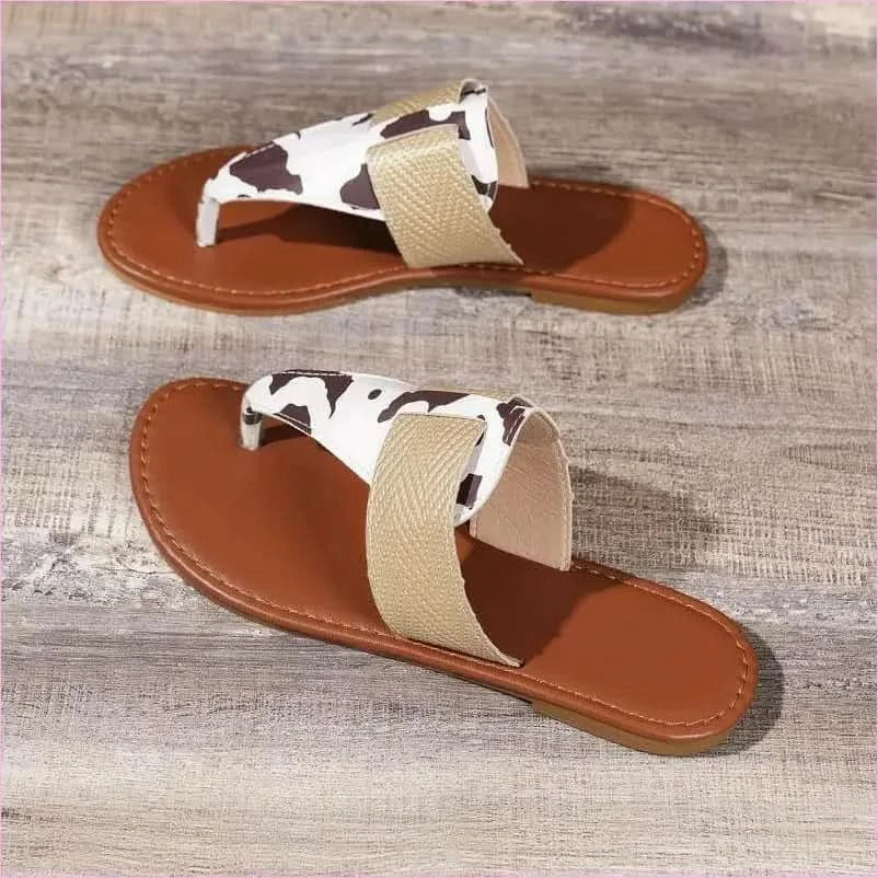 Cow Print Summer Sandals with Camouflage Pattern for Ladies - Pleasures and Sins
