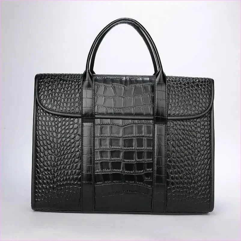 Crocodile Pattern Genuine Leather Briefcase for Laptops - Pleasures and Sins
