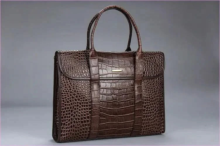 Crocodile Pattern Genuine Leather Briefcase for Laptops - Pleasures and Sins