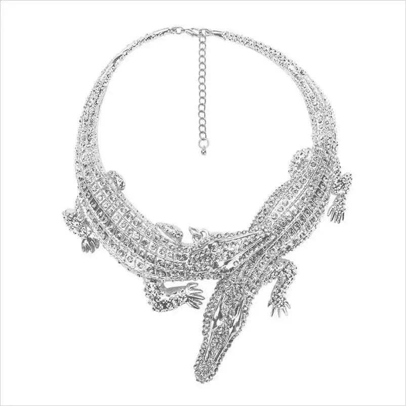 Crystal Crocodile Collar Necklace for a Trendy Look - Pleasures and Sins