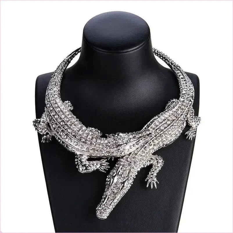 Crystal Crocodile Collar Necklace for a Trendy Look - Pleasures and Sins