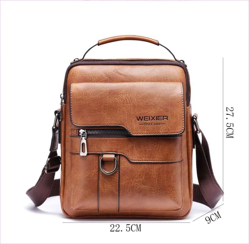 Dark Brown Retro Pu Leather Crossbody Bag for Men Holds 11-inch Tablets - Pleasures and Sins