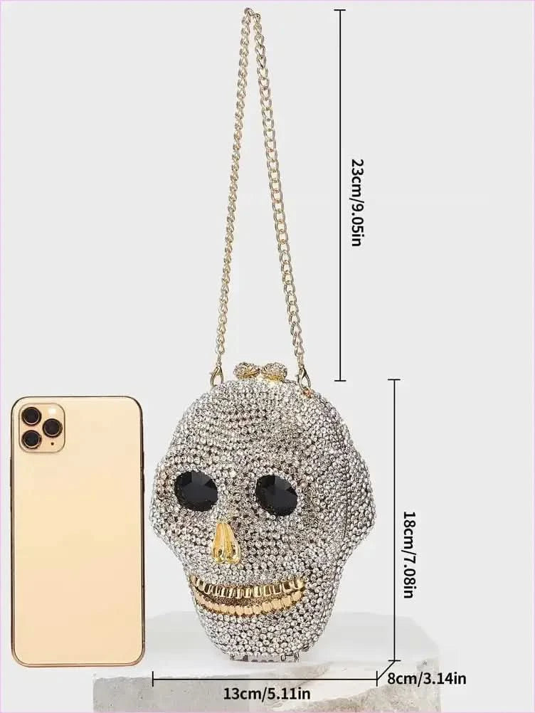 Diamond Halloween Skull Clutch Bag for Spooky Chic Nights - Pleasures and Sins